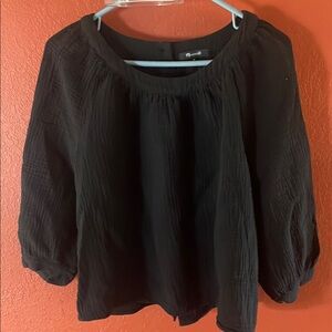 Madewell women’s black cotton‎ button back shirt women’s top sz Med